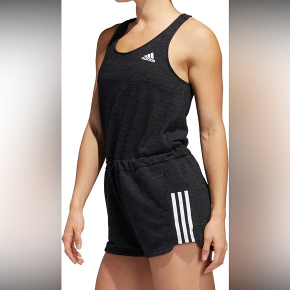 ADIDAS WOMEN'S SPORT 2 STREET ROMPER MARBLED BLACK/WHITE - Picture 5 of 13